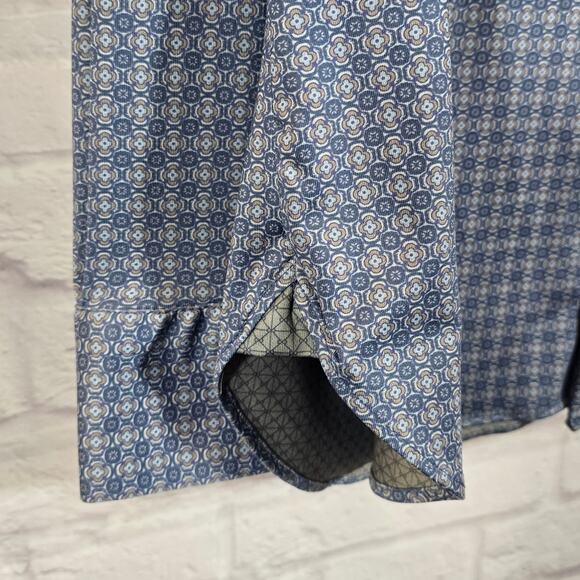 O Visconti Black Blue Performance Stretch Floral Long Sleeve Button Up Shirt S - Picture 4 of 11